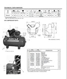 SCHULZ AIR COMPRESSOR - 5HP- SINGLE PHASE - 80 GALLONS TANK - 20CFM - 175 PSI 932.9345-0