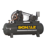 SCHULZ AIR COMPRESSOR - 10HP THREE PHASE - 120 GALLONS HORIZONTAL TANK - 208-230-460 VOLTS 932.9327-0