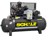 SCHULZ AIR COMPRESSOR - 15HP THREE PHASE - 120 GALLONS HORIZONTAL TANK - 208-230-460 VOLTS 932.9337-0