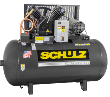 SCHULZ AIR COMPRESSOR - 5HP- SINGLE PHASE - 80 GALLONS TANK - 20CFM - 175 PSI 932.9345-0