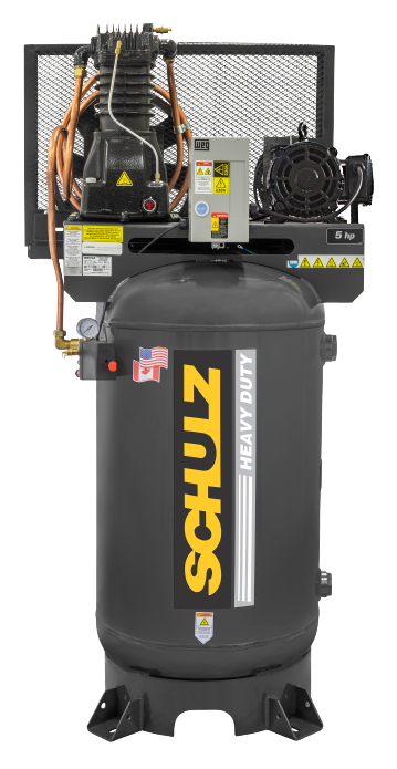 SCHULZ AIR COMPRESSOR - 5HP SINGLE PHASE - 80 GALLON TANK - 20CFM - 175 PSI 932.9361-0